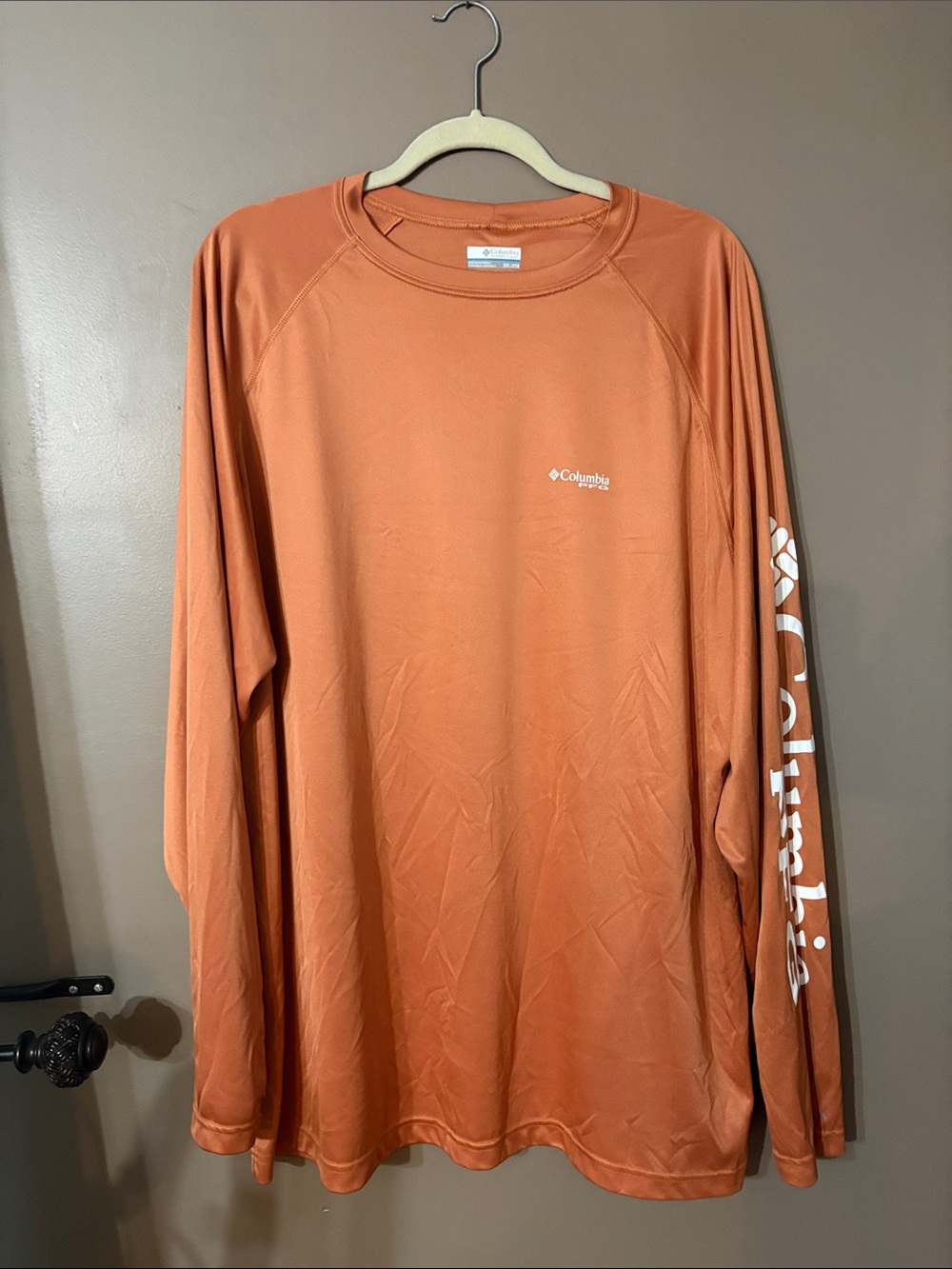 Columbia Men’s Long-Sleeve Performance Tee - Rust Orange